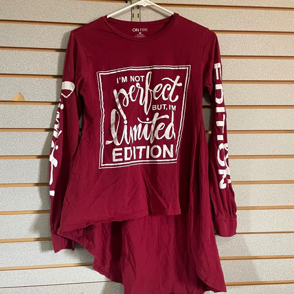ON FIRE Womens M Long Sleeve Graphic T Shirt Perfect Limited Edition